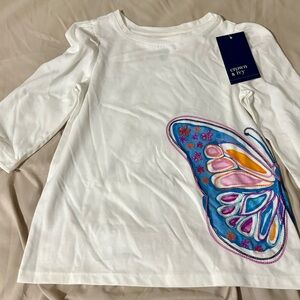 Crown & Ivy Kids White Tee with Colorful Butterfly